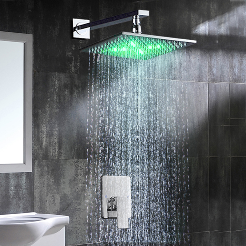 Amancio Wall Chrome Finish Mounted LED Shower Set 